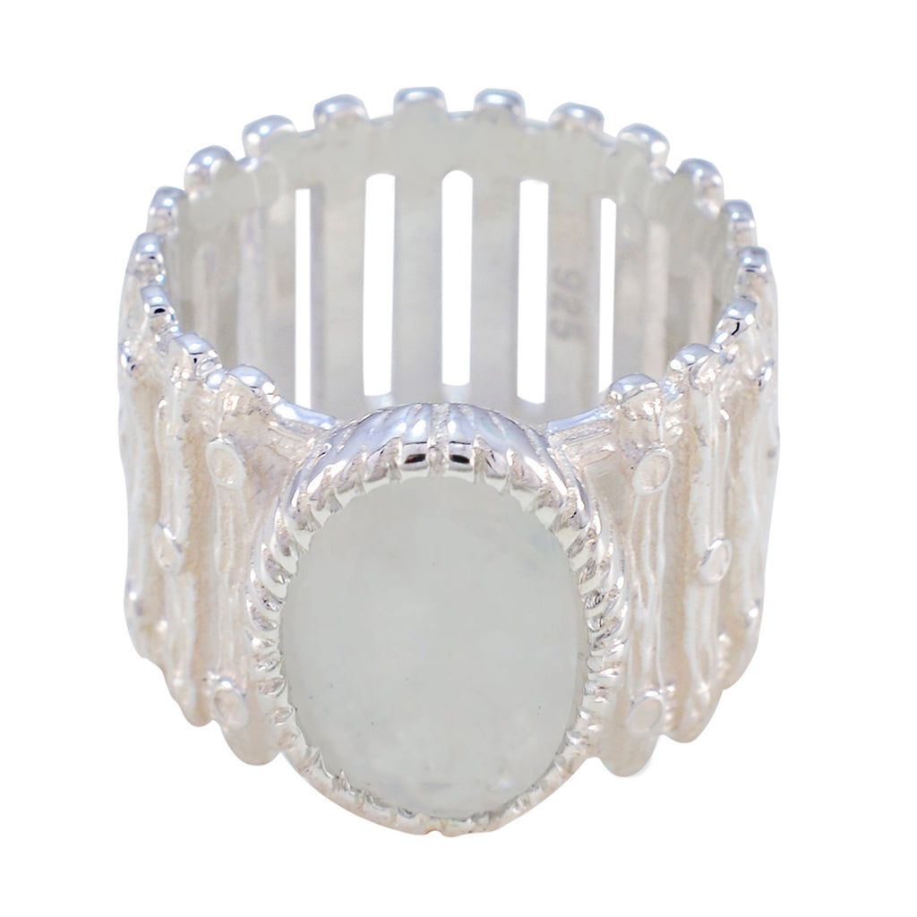 Rainbow Moonstone Solitaire African Sterling Silver White Gems Edgy Armor Band Jewellery
