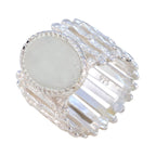 Rainbow Moonstone Solitaire African Sterling Silver White Gems Edgy Armor Band Jewellery