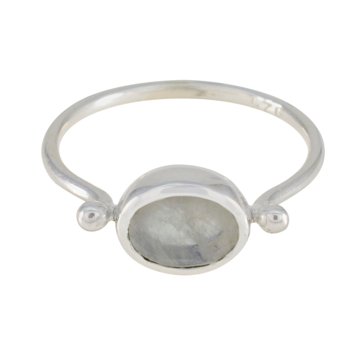 Rainbow Moonstone Solitaire Japanese 925 Silver White Gemstones Dainty Contemporary Ring Jewelry