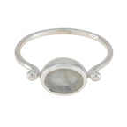 Rainbow Moonstone Solitaire Japanese 925 Silver White Gemstones Dainty Contemporary Ring Jewelry