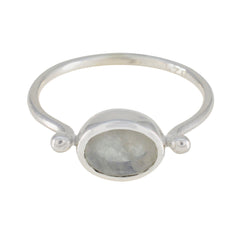Rainbow Moonstone Solitaire Japanese 925 Silver White Gemstones Dainty Contemporary Ring Jewelry