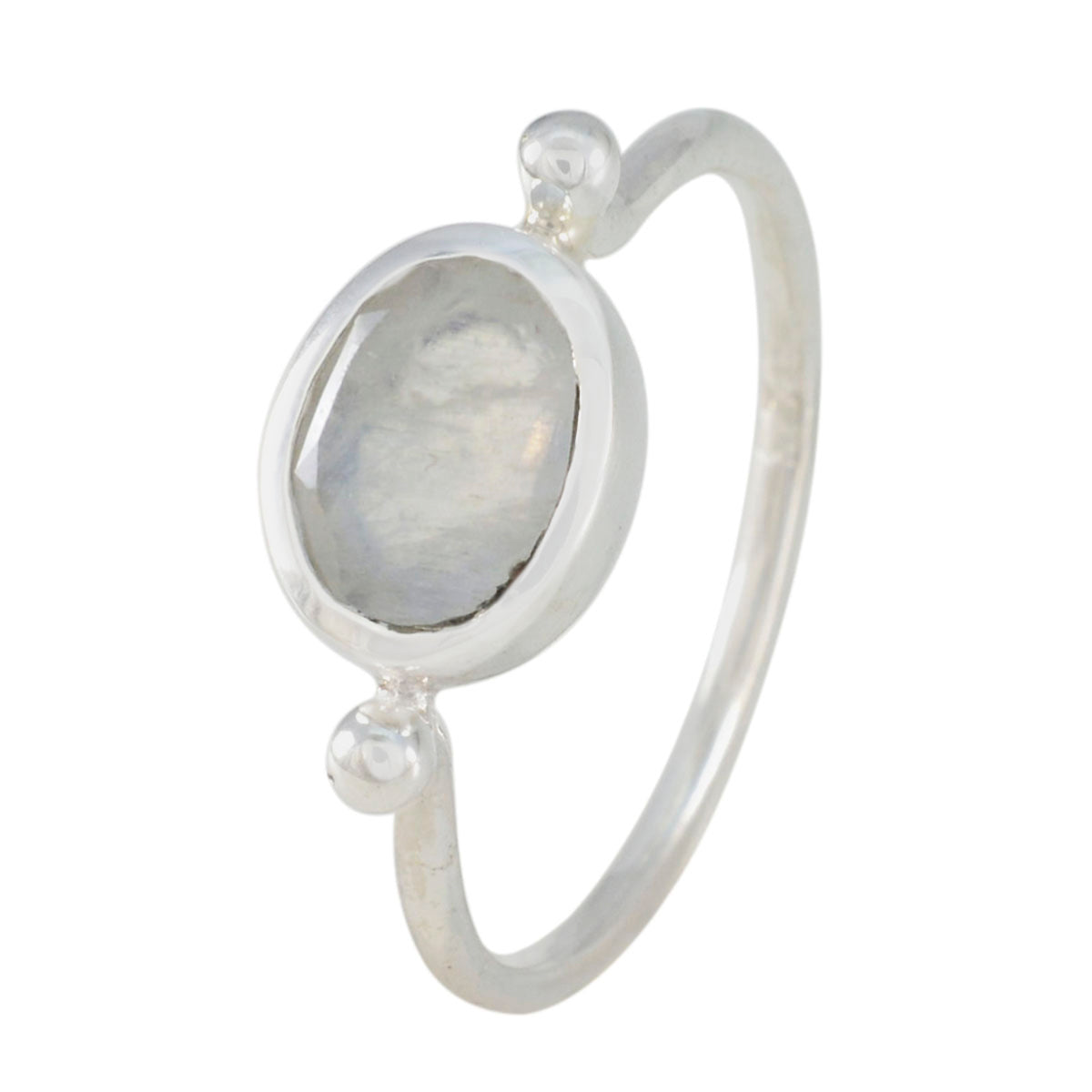 Anello con pietra di luna arcobaleno, solitario, in argento 925 giapponese, con pietre preziose bianche, delicato gioiello contemporaneo Immagine secondaria del prodotto