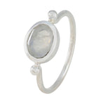 Rainbow Moonstone Solitaire Japanese 925 Silver White Gemstones Dainty Contemporary Ring Jewelry