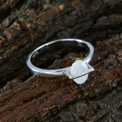 Rainbow Moonstone Solitaire American 925 Silver White Gemstones Delicate Glamorous Ring Jewellery