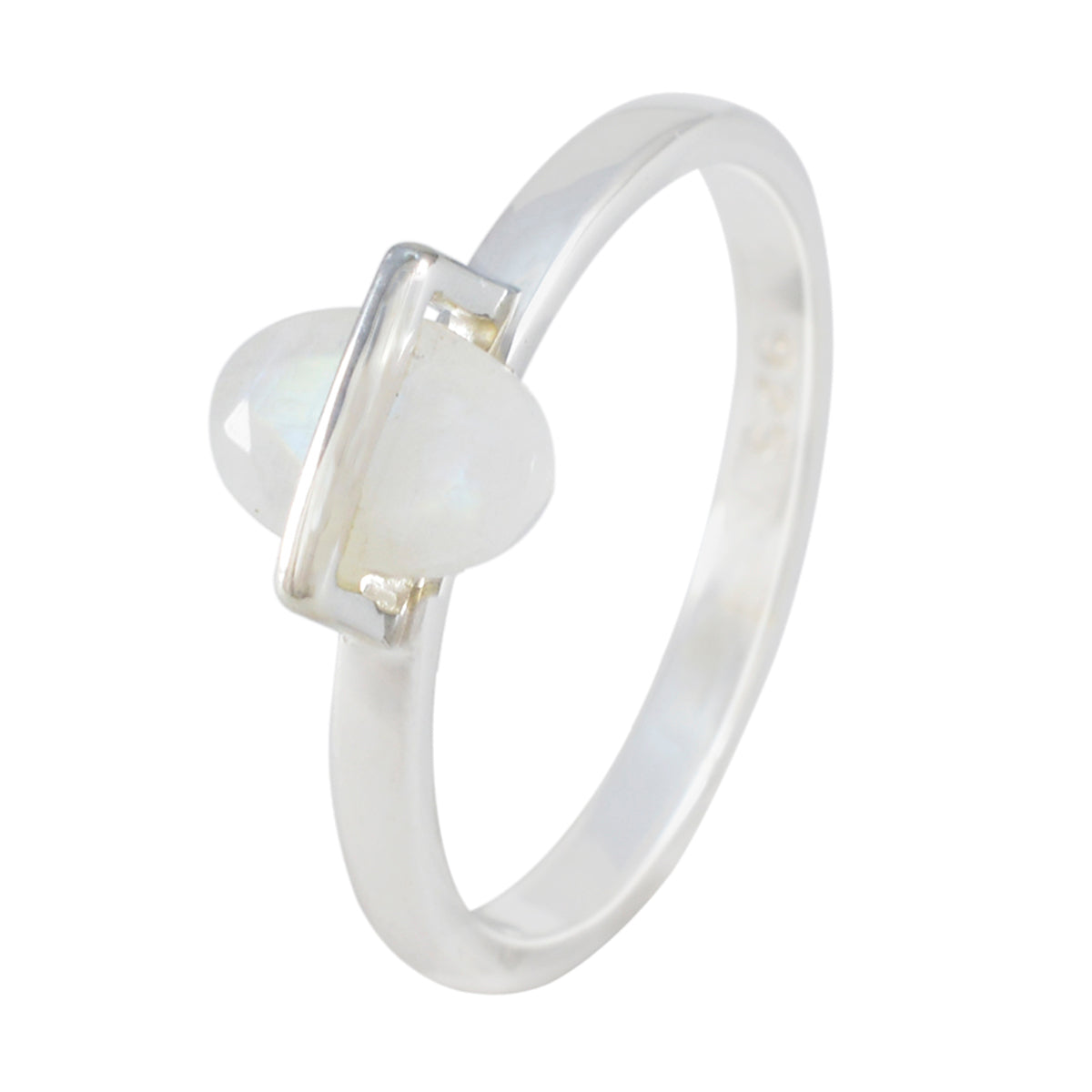 Rainbow Moonstone Solitaire American 925 Silver White Gemstones Delicate Glamorous Ring Jewellery