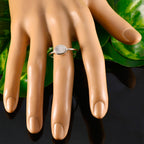 Rainbow Moonstone Solitaire American 925 Silver White Gems Elegant  Feminine Ring Jewellery