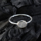 Rainbow Moonstone Solitaire American 925 Silver White Gems Elegant  Feminine Ring Jewellery