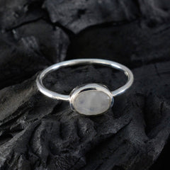 Rainbow Moonstone Solitaire American 925 Silver White Gems Elegant  Feminine Ring Jewellery