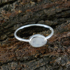 Rainbow Moonstone Solitaire American 925 Silver White Gems Elegant  Feminine Ring Jewellery