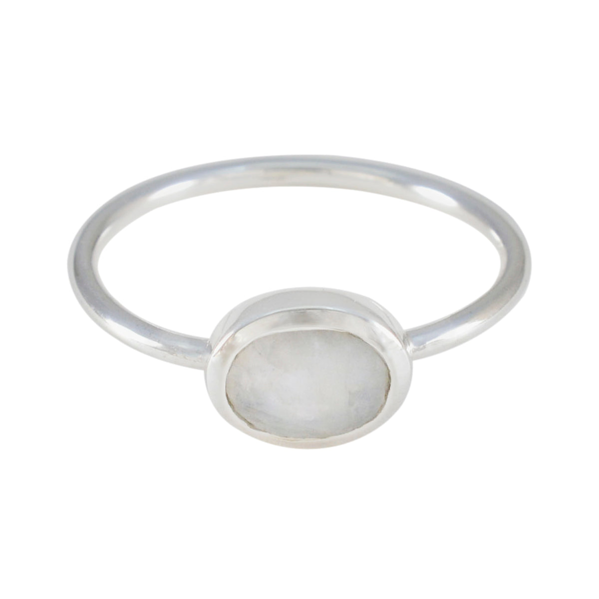 Rainbow Moonstone Solitaire American 925 Silver White Gems Elegant  Feminine Ring Jewellery