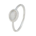 Rainbow Moonstone Solitaire American 925 Silver White Gems Elegant  Feminine Ring Jewellery