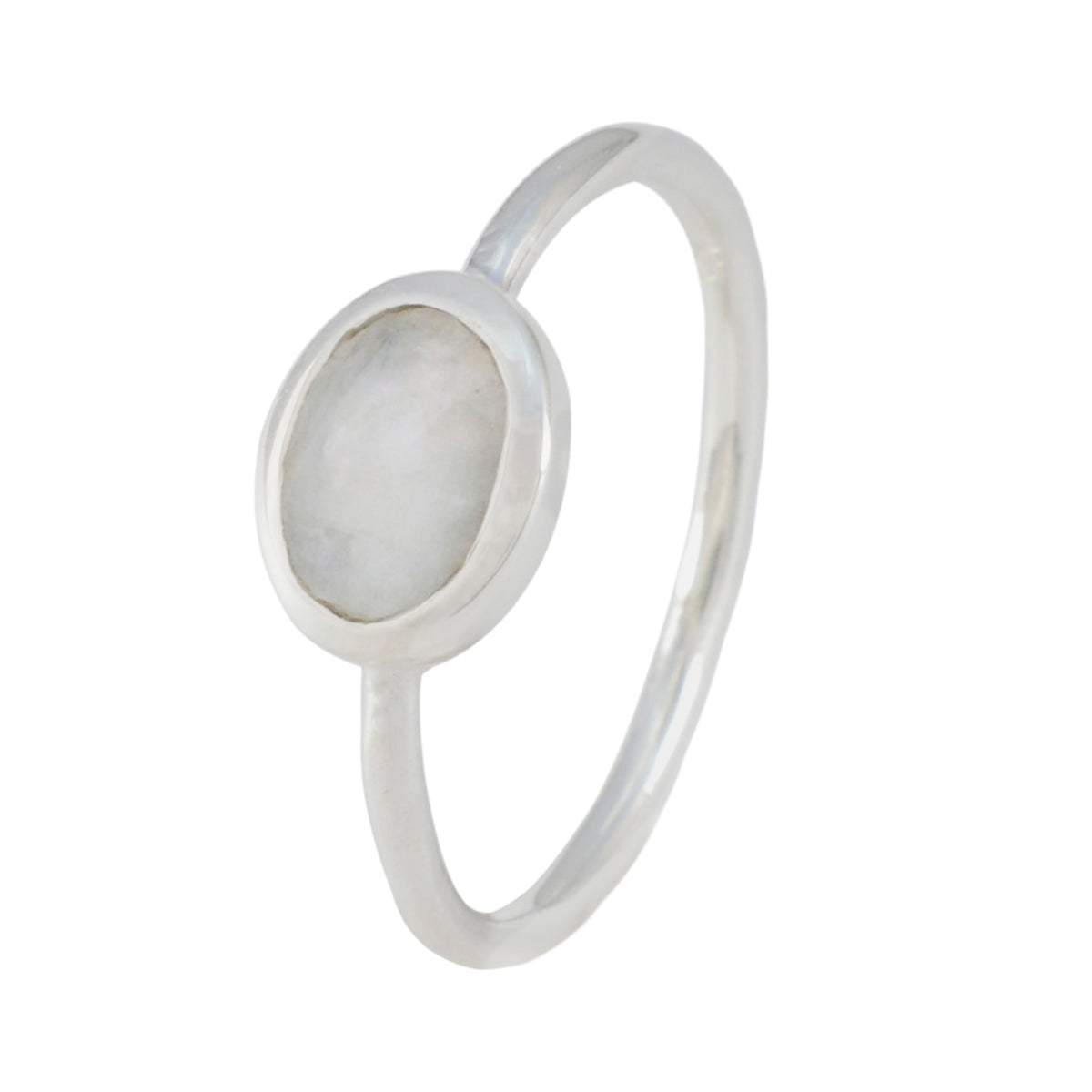 Rainbow Moonstone Solitaire American 925 Silver White Gems Elegant  Feminine Ring Jewellery