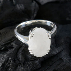 Rainbow Moonstone Solitaire French Silver White Gemstone Tiny Contemporary Ring Jewelry