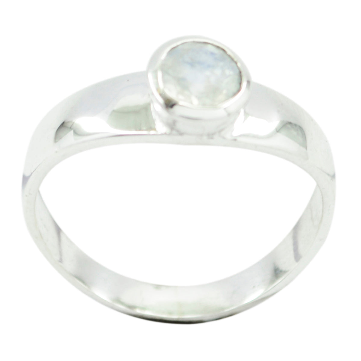 Rainbow Moonstone Solitaire Turkish Sterling Silver White Gems Whisper thin Glamorous Ring Jewellery