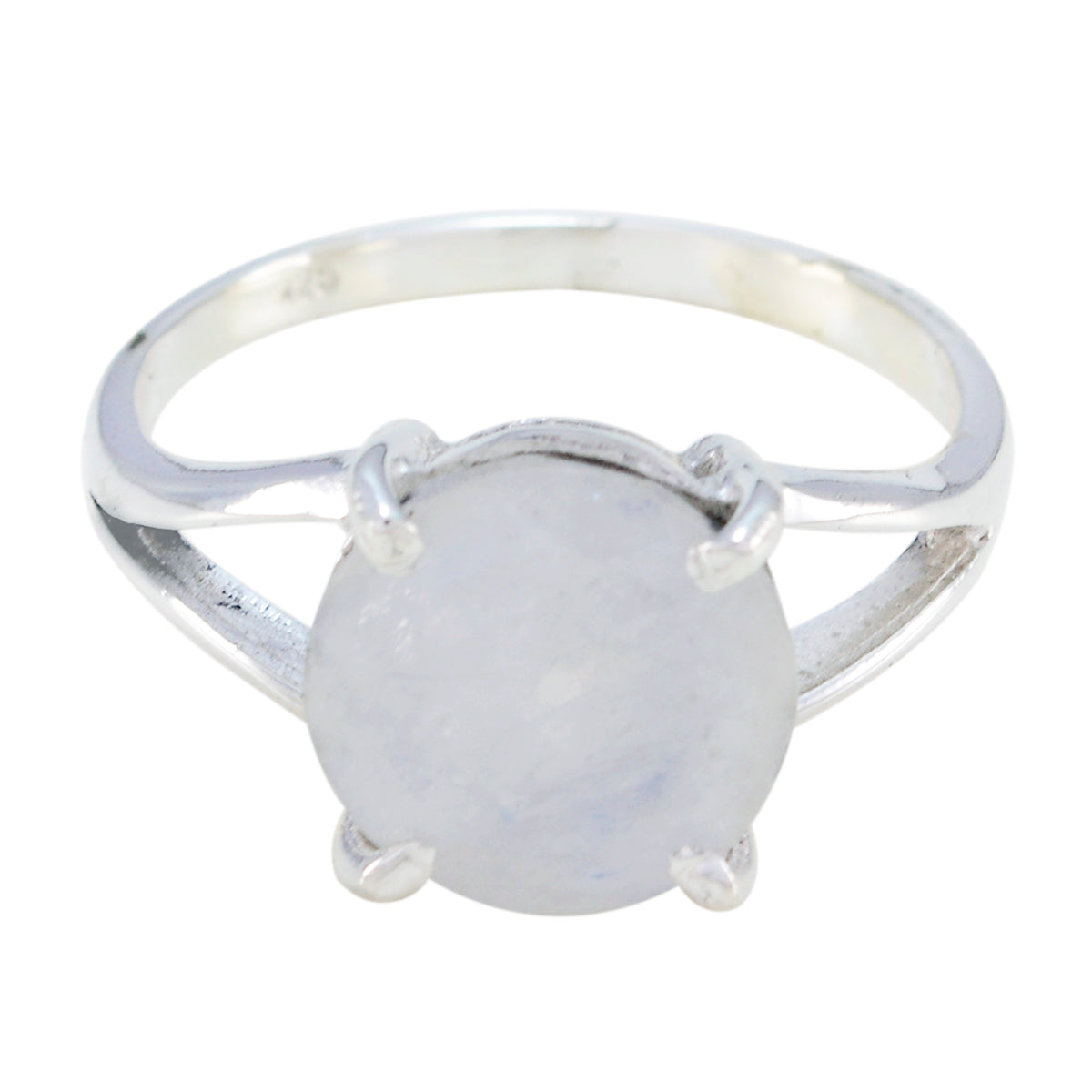 Rainbow Moonstone Solitaire Korean Sterling Silver White Gemstone Whisper thin Luxurious Ring Jewellery Image principale du produit