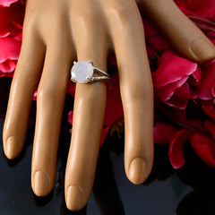 Rainbow Moonstone Solitaire Korean Sterling Silver White Gemstone Whisper thin Luxurious Ring Jewellery