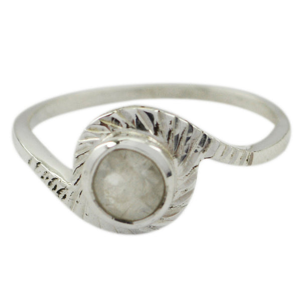 Rainbow Moonstone Solitaire Korean 92.5 Silver White Gemstone Dainty Luxurious Ring Jewellery