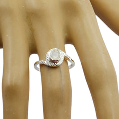 Rainbow Moonstone Solitaire Korean 92.5 Silver White Gemstone Dainty Luxurious Ring Jewellery