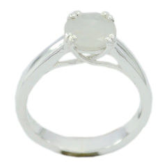 Rainbow Moonstone Solitaire Russian 92.5 Silver White Gems Slim Feminine Ring Jewellery