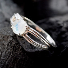 Rainbow Moonstone Solitaire Turkish 92.5 Silver White Gemstone Dainty Romantic Ring Jewellery