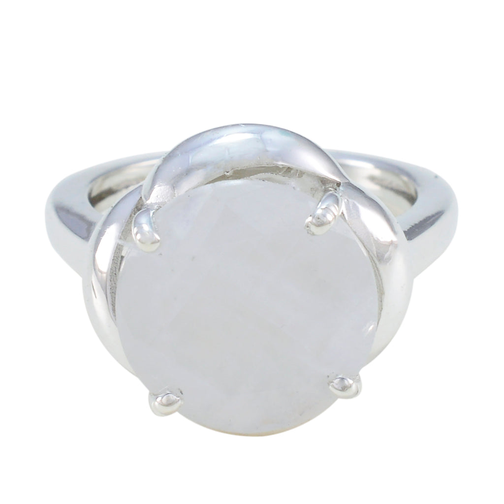 Rainbow Moonstone Solitaire Moroccan Silver White Gems Minimal Graceful Ring Jewellery