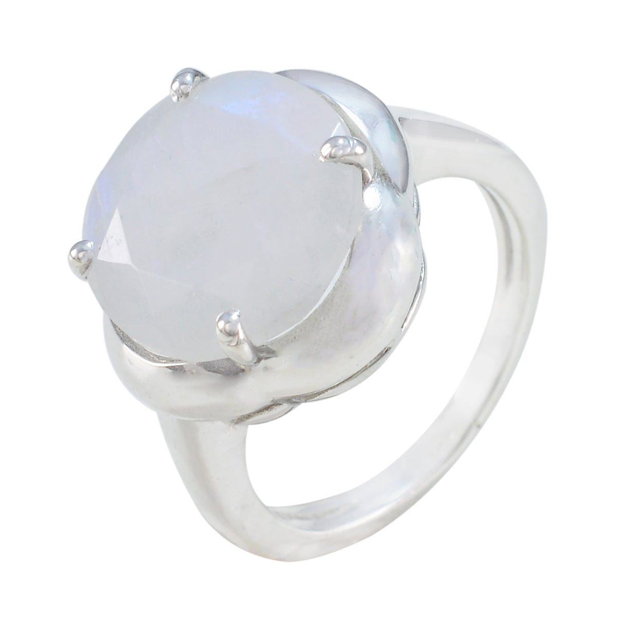 Rainbow Moonstone Solitaire Moroccan Silver White Gems Minimal Graceful Ring Jewellery