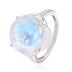 Rainbow Moonstone Solitaire Moroccan Silver White Gems Minimal Graceful Ring Jewellery