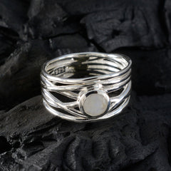 Rainbow Moonstone Solitaire Latin American 92.5 Silver White Gemstones Eye catching Rope Wire Band Jewelry