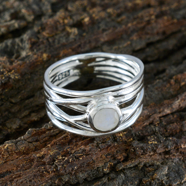 Rainbow Moonstone Solitaire Latin American 92.5 Silver White Gemstones Eye catching Rope Wire Band Jewelry