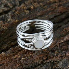Rainbow Moonstone Solitaire Latin American 92.5 Silver White Gemstones Eye catching Rope Wire Band Jewelry