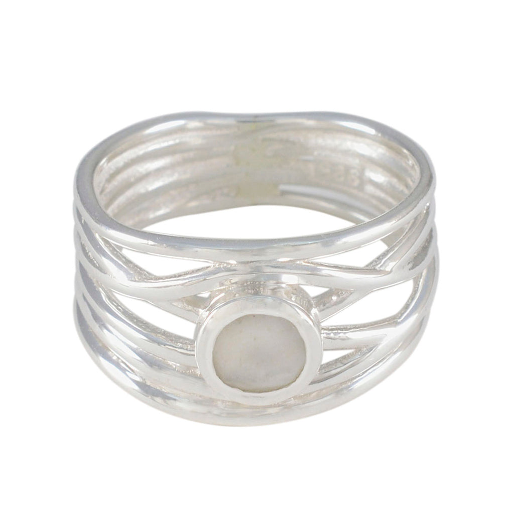 Rainbow Moonstone Solitaire Latin American 92.5 Silver White Gemstones Eye catching Rope Wire Band Jewelry