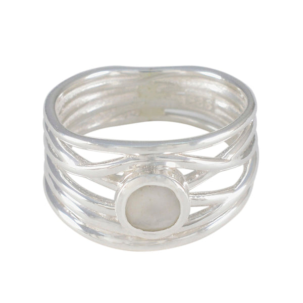 Rainbow Moonstone Solitaire Latin American 92.5 Silver White Gemstones Eye catching Rope Wire Band Jewelry