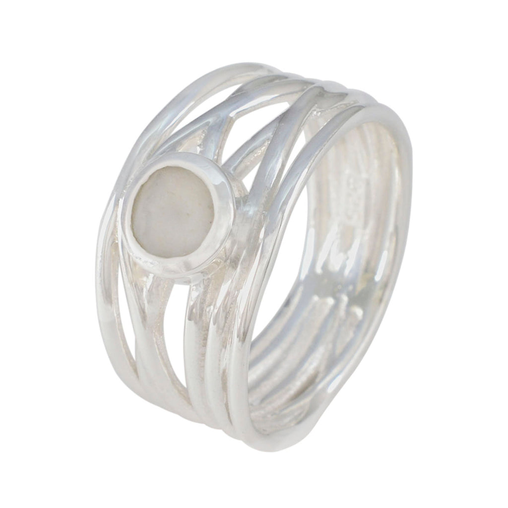 Rainbow Moonstone Solitaire Latin American 92.5 Silver White Gemstones Eye catching Rope Wire Band Jewelry
