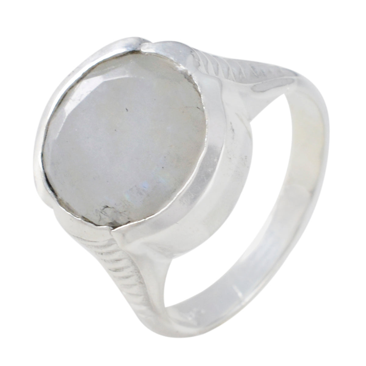 Rainbow Moonstone Solitaire African 925 Sterling Silver White Gemstone Featherlight Sophisticated Ring Jewellery