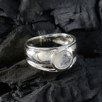 Rainbow Moonstone Solitaire French Sterling Silver White Gemstones Classic Sophisticated Ring Jewellery