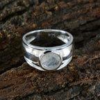 Rainbow Moonstone Solitaire French Sterling Silver White Gemstones Classic Sophisticated Ring Jewellery