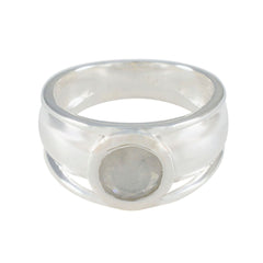 Rainbow Moonstone Solitaire French Sterling Silver White Gemstones Classic Sophisticated Ring Jewellery