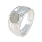 Rainbow Moonstone Solitaire French Sterling Silver White Gemstones Classic Sophisticated Ring Jewellery