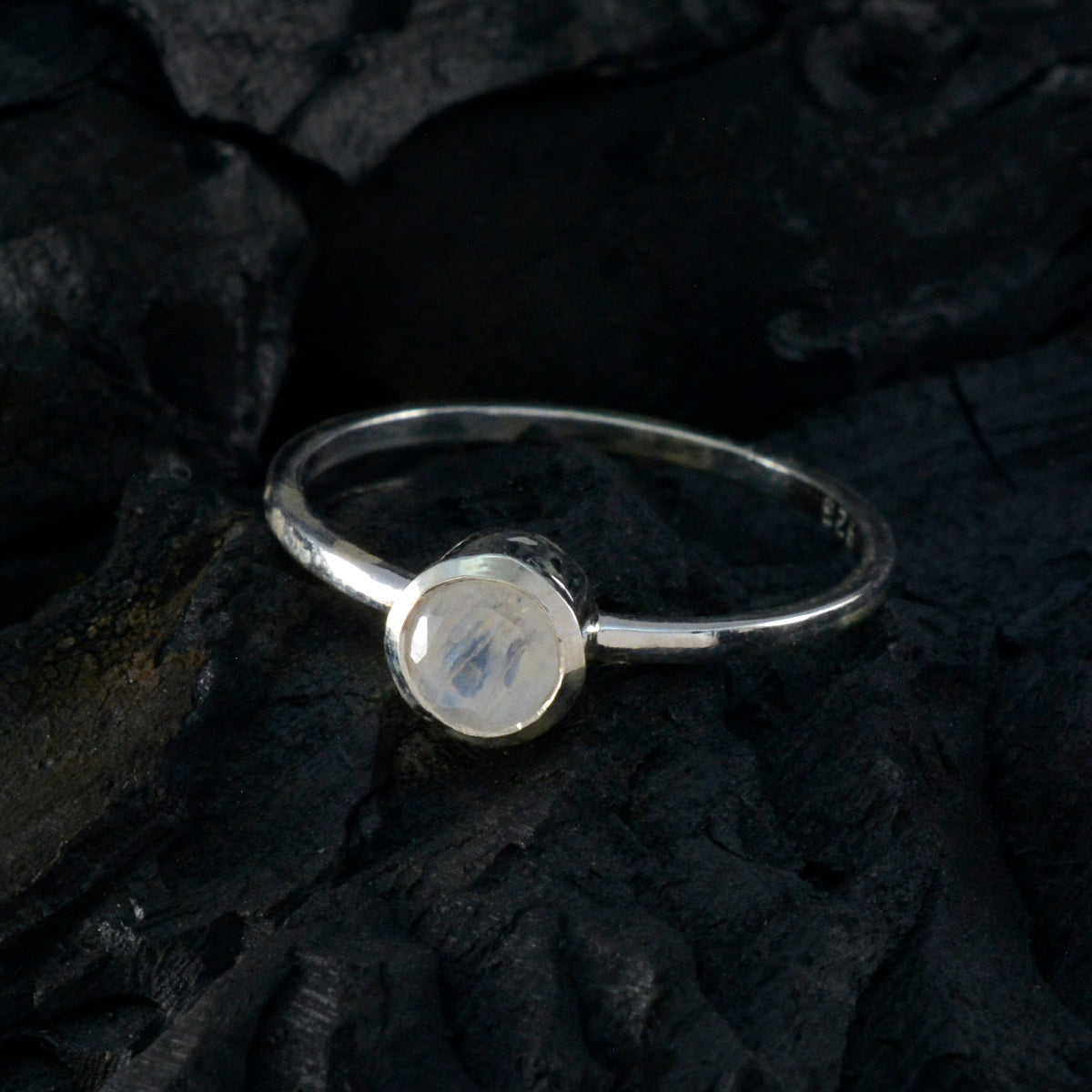 Rainbow Moonstone Solitaire American 925 Sterling Silver White Gemstones Elegant  Sophisticated Ring Jewellery