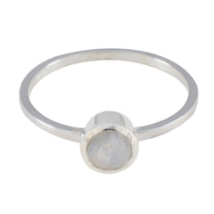 Rainbow Moonstone Solitaire American 925 Sterling Silver White Gemstones Elegant  Sophisticated Ring Jewellery