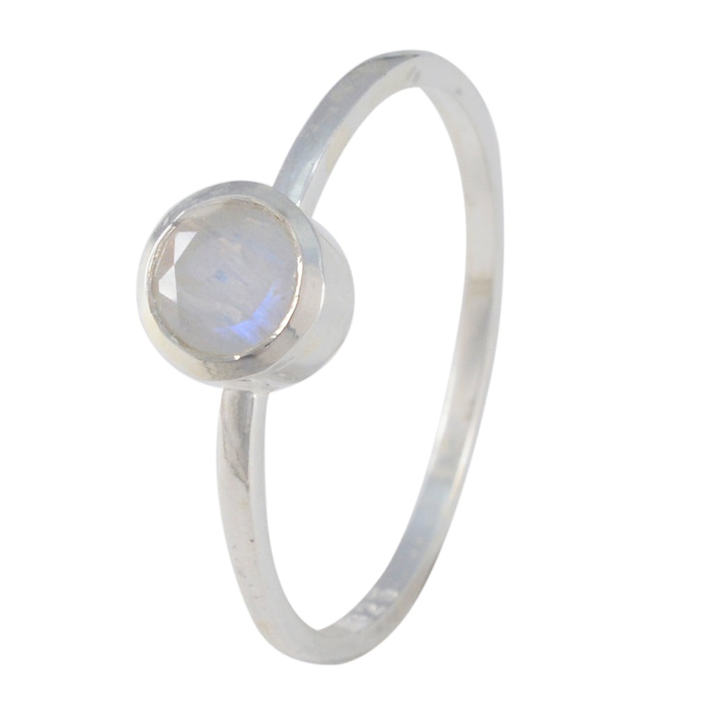 Rainbow Moonstone Solitaire American 925 Sterling Silver White Gemstones Elegant  Sophisticated Ring Jewellery