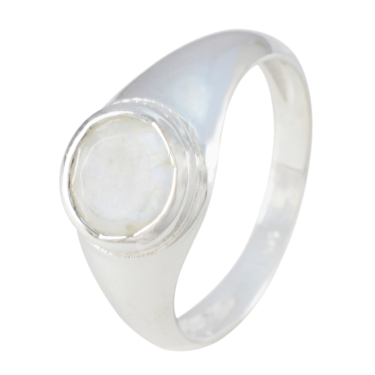 Rainbow Moonstone Solitaire Egyptian 925 Silver White Gems Slim Trendy Ring Jewellery