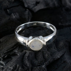 Rainbow Moonstone Solitaire German Silver White Gemstones Featherlight Romantic Ring Jewelry
