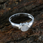 Rainbow Moonstone Solitaire German Silver White Gemstones Featherlight Romantic Ring Jewelry