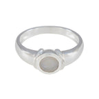 Rainbow Moonstone Solitaire German Silver White Gemstones Featherlight Romantic Ring Jewelry