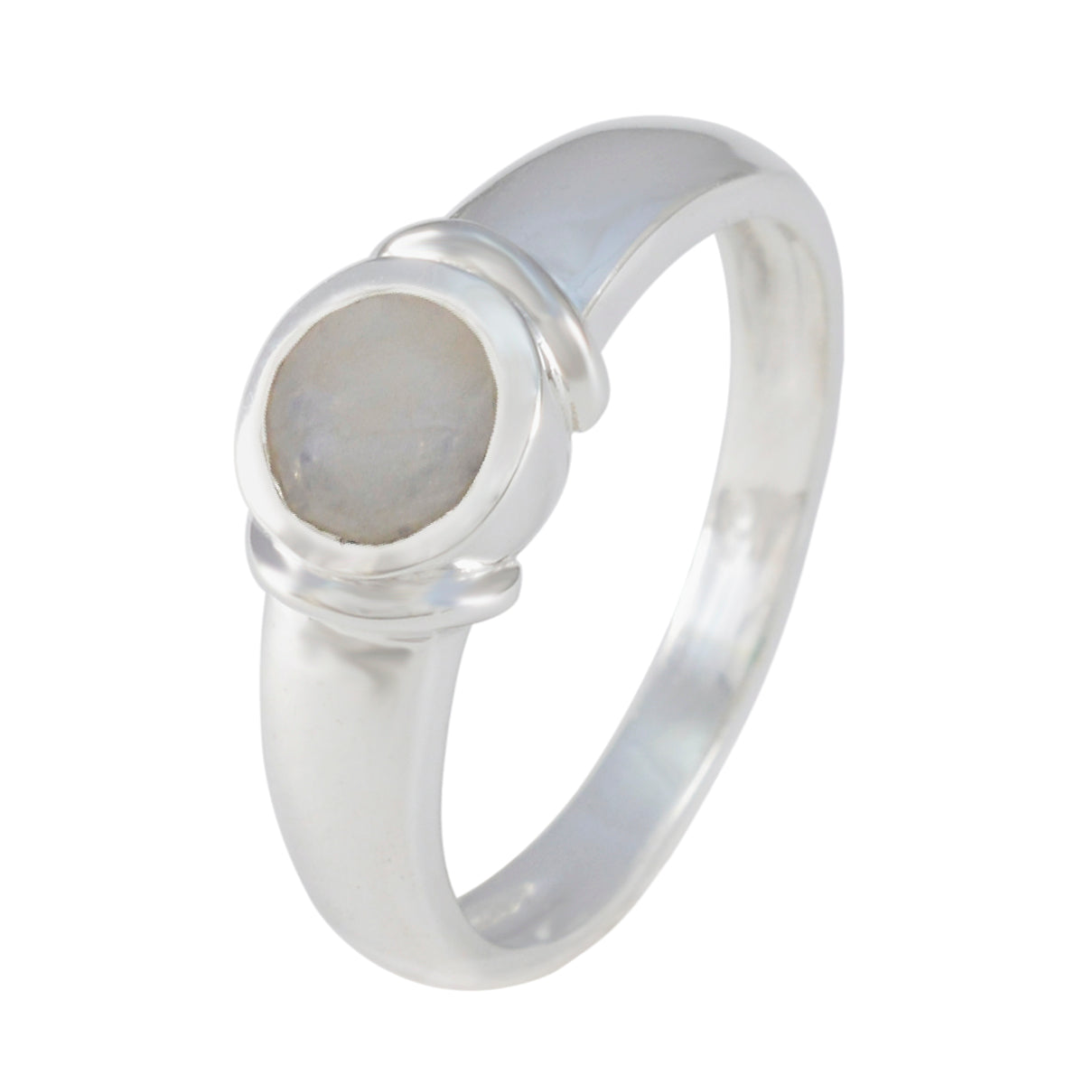 Rainbow Moonstone Solitaire German Silver White Gemstones Featherlight Romantic Ring Jewelry