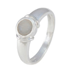 Rainbow Moonstone Solitaire German Silver White Gemstones Featherlight Romantic Ring Jewelry