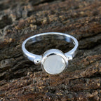 Rainbow Moonstone Solitaire Indian 92.5 Silver White Gemstone Slim Contemporary Ring Jewelry