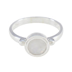 Rainbow Moonstone Solitaire Indian 92.5 Silver White Gemstone Slim Contemporary Ring Jewelry
