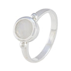 Rainbow Moonstone Solitaire Indian 92.5 Silver White Gemstone Slim Contemporary Ring Jewelry
